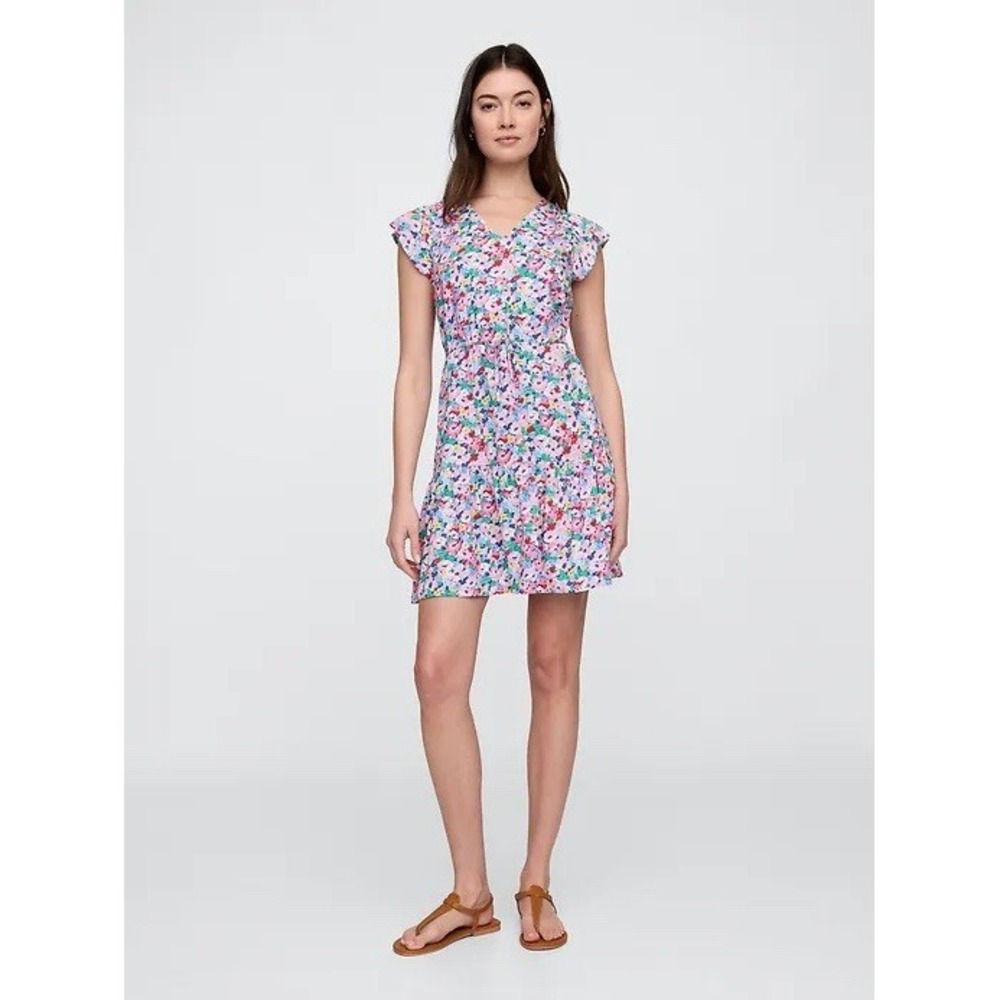 GAP Floral Mini Dress in Lavender with Multicolor Print